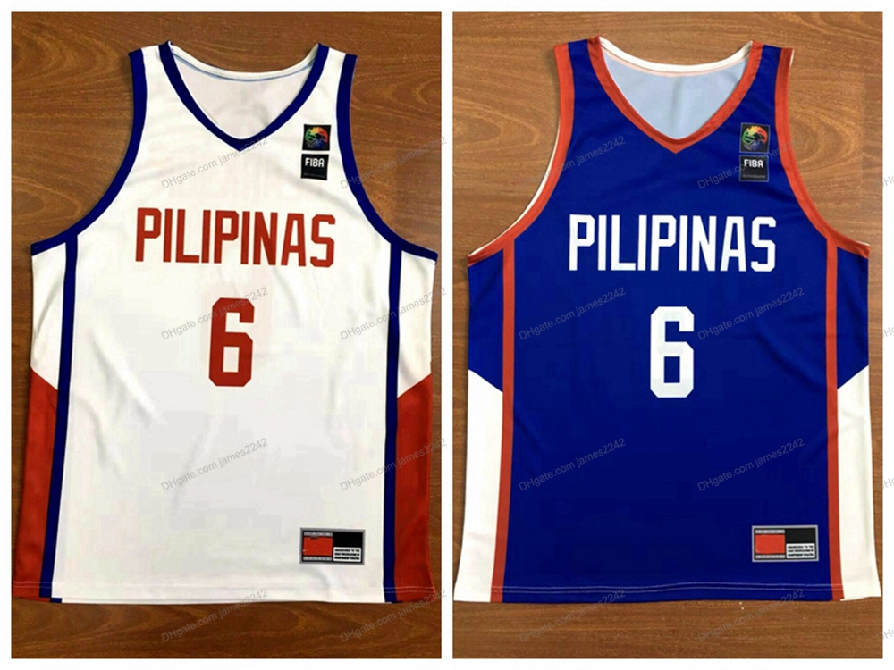 

Custom Jordan Clarkson #6 Team Philippines Basketball Jersey Sewn White Blue S-4XL Name And Number Top Quality