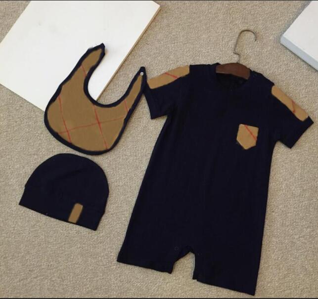 

Fashion 3pcs/set baby clothes kids romper Pajamas newborn infant girl boys jumpsuits + hat + bib clothes baby clothing, #plaid1