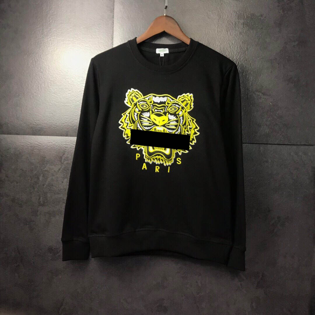 

Embroidery tiger head hoodies mens womens top quality long sleeve O neck pullover sweaters Casual Designer Sweatshirt Jumpers Couples Clothing, Black