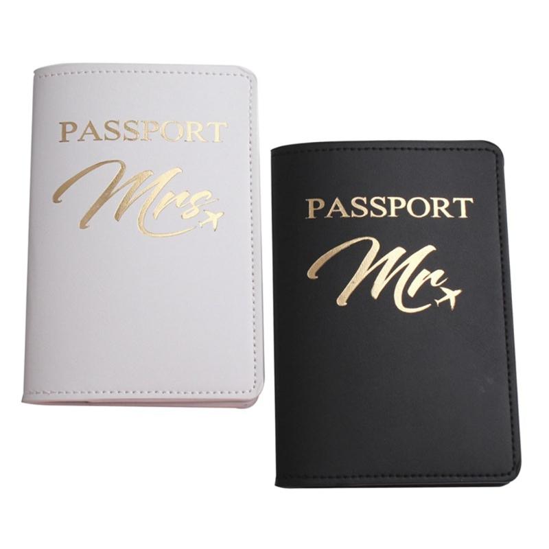 

Card Holders Bride Groom Married Wedding Honeymoon Leather Passport Case Holder Travel ID Protector For Women Girls, Black