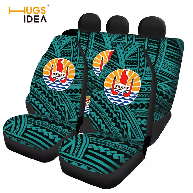 

Delicate Front And Rear Car Seat Cover Traditional Tribes French Polynesia Pattern PRotector For Most Auto Chair Covers