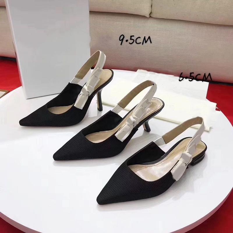 

Luxury Designer sandals Women's Summer banquet dress shoes flat heel 6.5cm 9.5cm high-heeled sexy pumps pointed toe sling back women shoe Top Quality EU Size 35-40