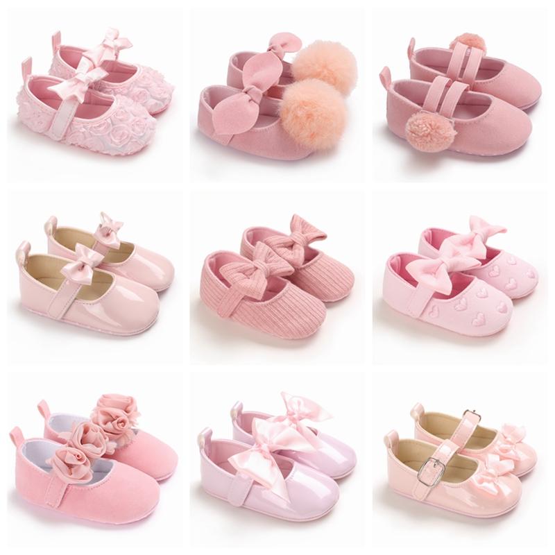 

First Walkers Spring And Autumn Style Lovely Bow Solid Color Princess Shoes 0-18 Months Baby Casual Born Toddlers