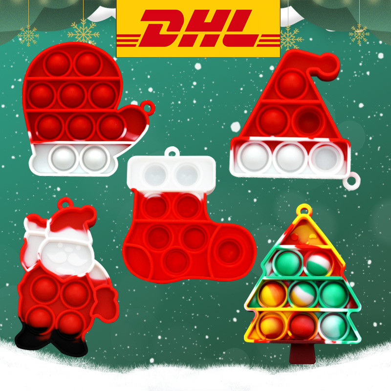 

New Christmas Series Fidget Toys Keychain Mini Decompression Bubble Music Toys Christmas Decoration Backpack Pendant Gift