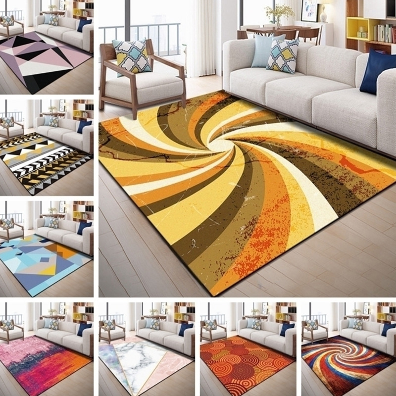

European Geometric Printed Area Rugs Large Size Carpets For Living Room Bedroom Decor Rug Anti Slip Floor Mats Bedside Tapete, As pic