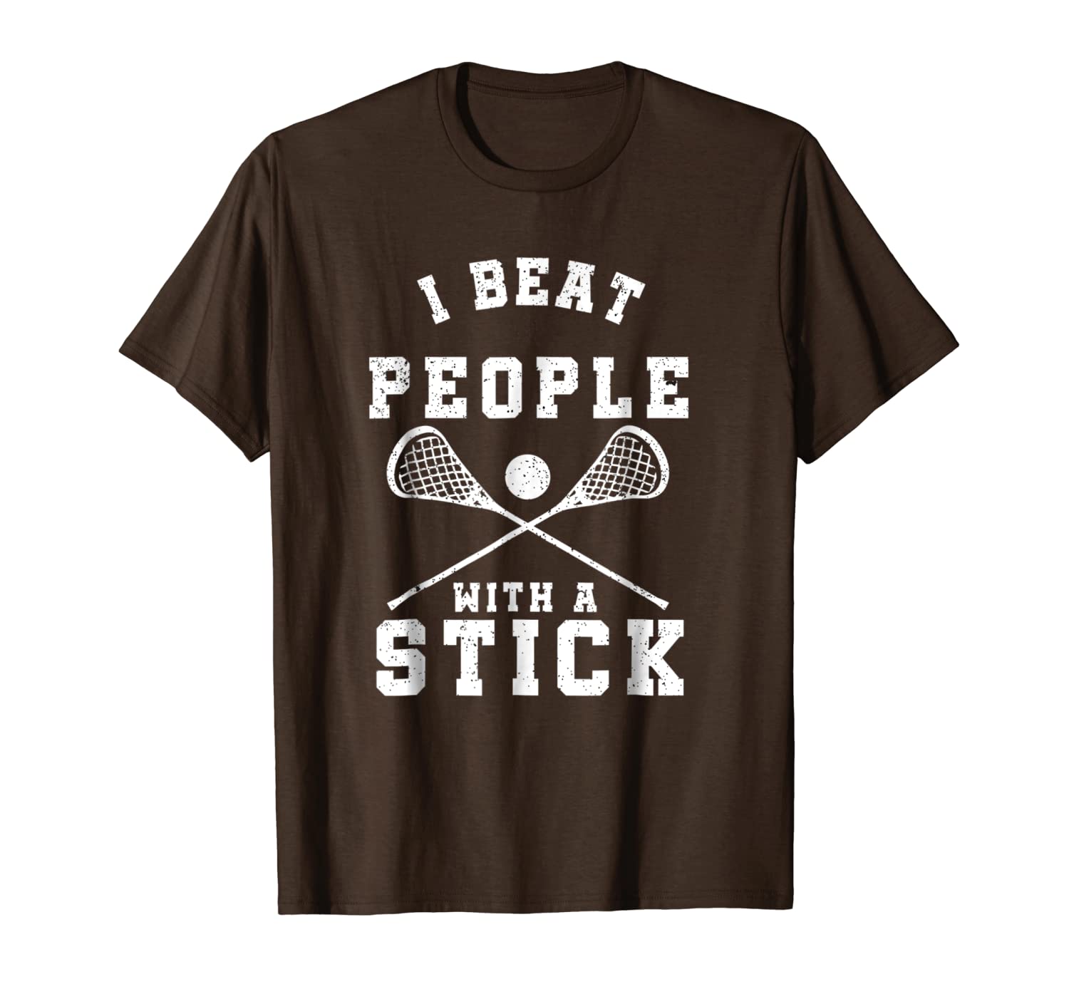 

i beat people with a stick t-shirt funny lacrosse player, White;black