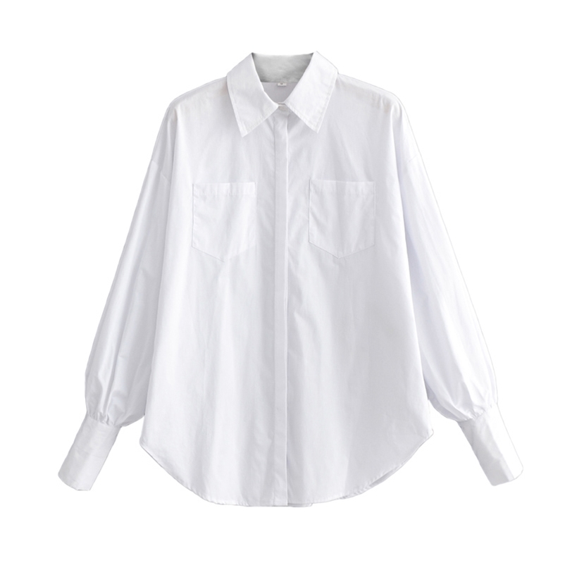 

Women white shirts Basic style single breasted turn down collar blouse OL officer lady 210524