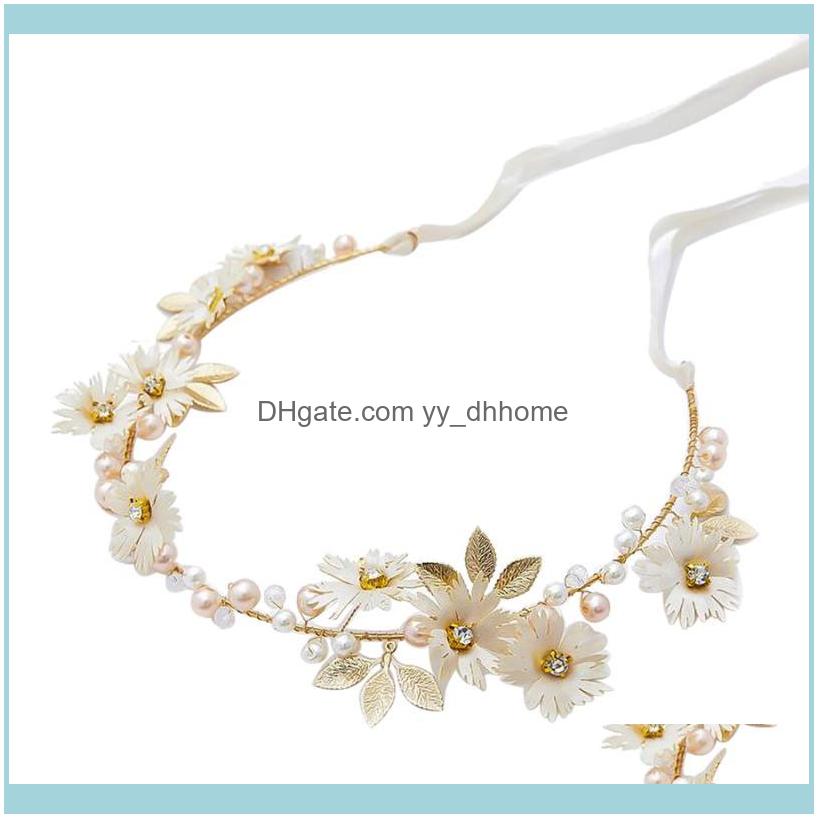 

Jewelry Jewelryfashion Women Flower Headband With Ribbon Wreath Wedding Party Ladies Girls Garlands Floral Crown Hairband Hair Clips & Barre