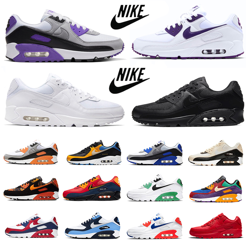 

nike air max 90 mens running shoes Court Purple Hyper Grape Triple White black red Pale Ivory Photo Blue Camo Green Grey Bred 90s men women trainers sports sneakers, Color#38