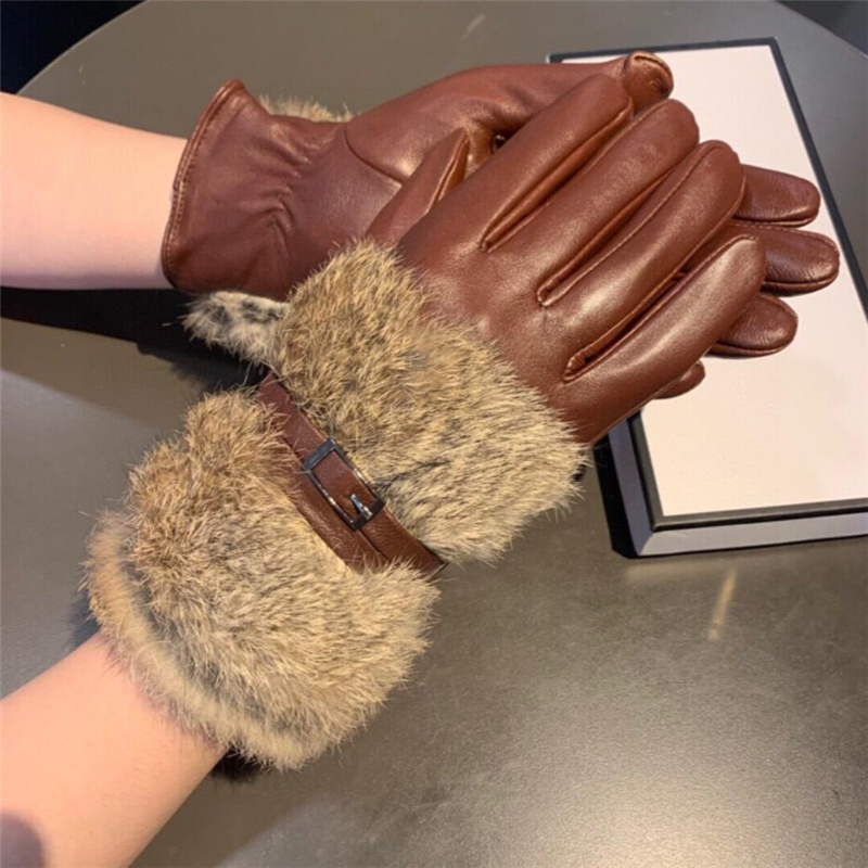 

2021 fashion winter gloves female touch screen rabbit hair warm skin gloves wholesale black, Blue;gray