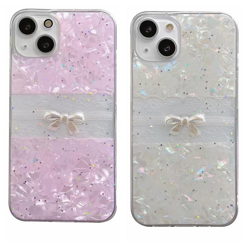 

Lace Flower Bow Shell Cases For Iphone 13 12 Pro Max 11 XR XS X 8 7 Plus Hard PC Plastic Soft TPU Side Bowknot Bling Bling Sequin Foil Fashion Mobile Phone Cover Coque 2022, Mix colors