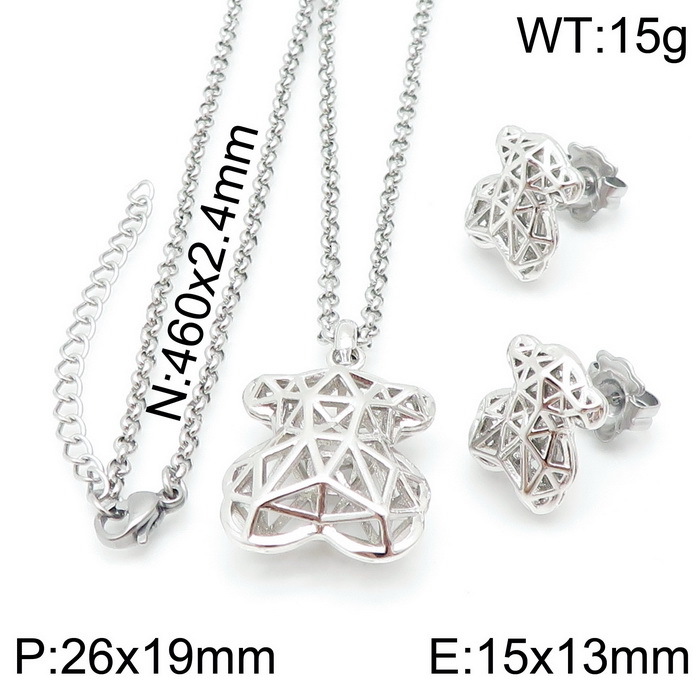 Jewelry Sets Brand New 316l Stainless Steel Necklaces Earrings Women Bear Accessories Gifts Party-image-707927220