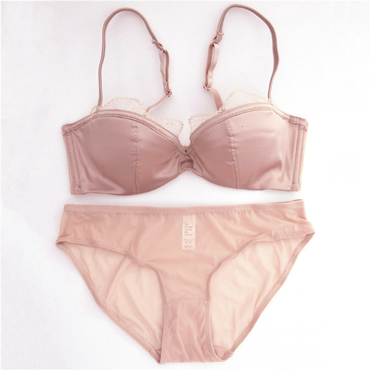 

bras sets style fun satin women's steel ring bracket gathered together to show small temptation simple bra suit, Red;black