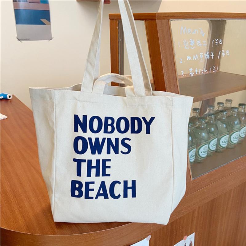 

Evening Bags Fashion Letter Women's Canvas Shoulder Bag Large Capacity Ladies Reusable Tote Shopping Simple Female Travel Beach Handbags, Green