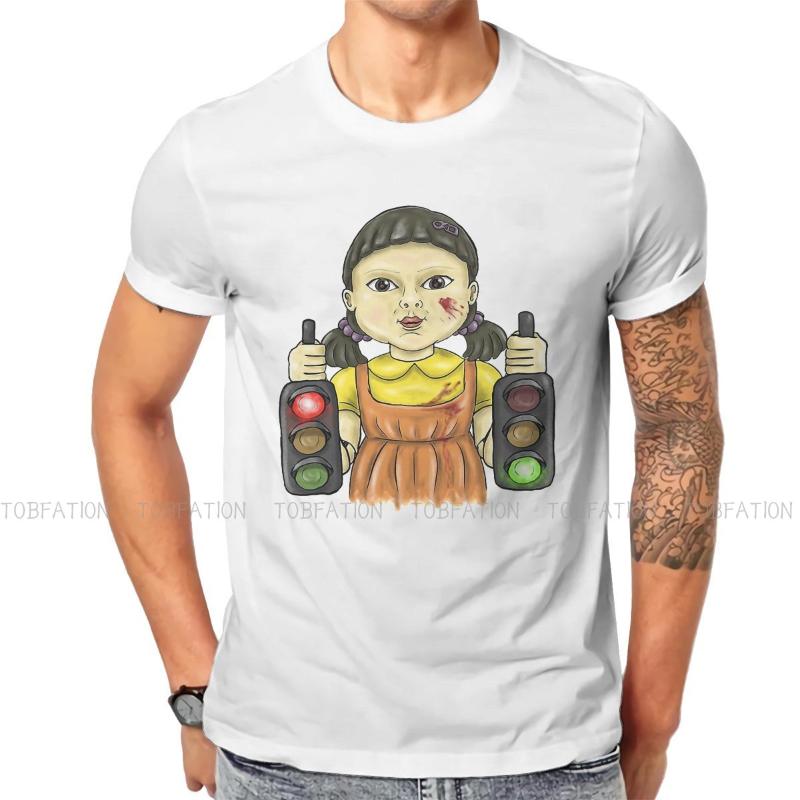 

men's t-shirts squid game red light green doll tshirt graphic men vintage fashion summer short sleeve cotton harajuku t shirt, White;black