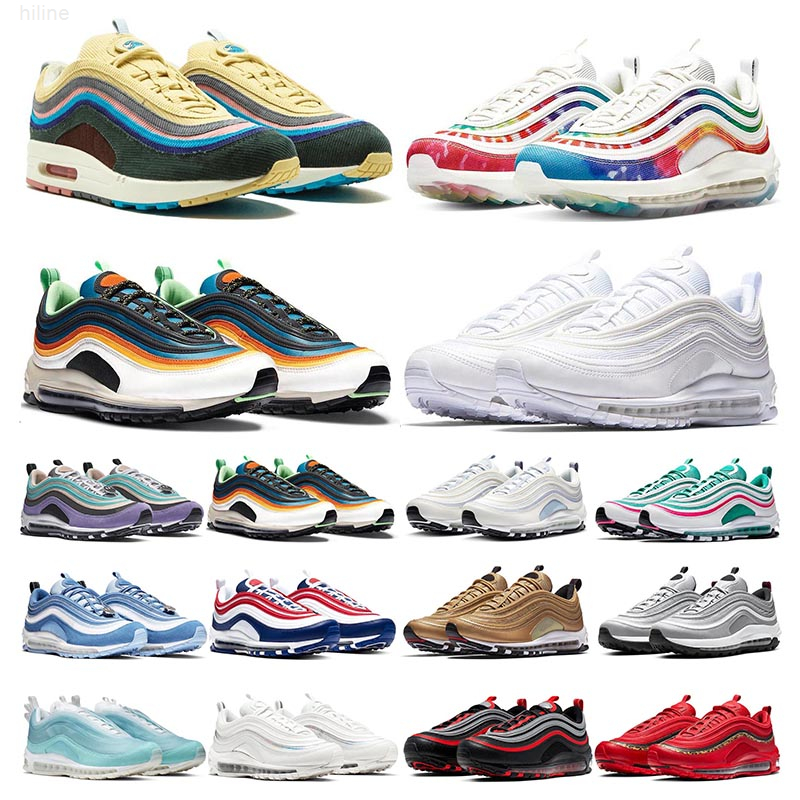 

2021 running shoes mens women Triple White black Tie Dye Silver Bullet Sean Wotherspoon South Beach outdoor sports shoes fashion, 1 triple white