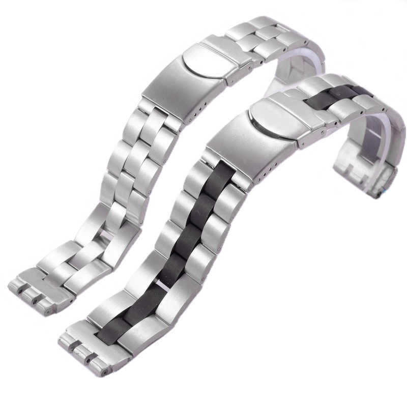 

Watch Accessories for Swatch Ycs Yas Ygs Irony Strap Silver Solid Stainless Steel Watchband Men's /women's Metal Bracelet Stock H0915