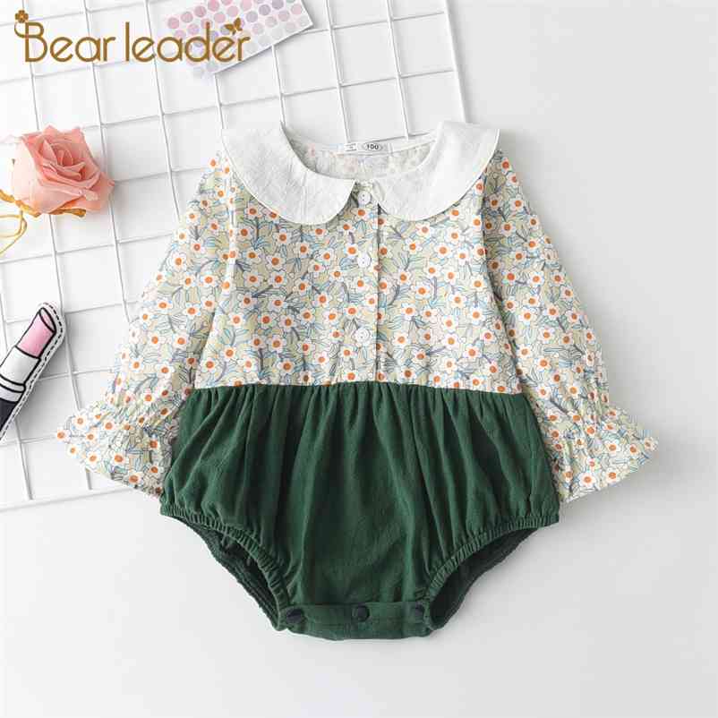 

Bear Leade Girls Baby Flowers Rompers Spring Autumn born Floral Clothes Infant Long Sleeve Patchwork Costumes Cute Suits 210429, Ah4309green