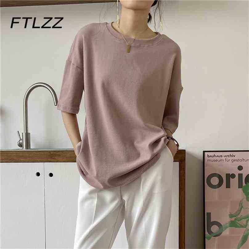 

Women Casual T Shirt Spring Summer Half Sleeve O Neck Korean Shirts Woman Solid Black Tee Streetwear Cotton Tops 210525, Light grey
