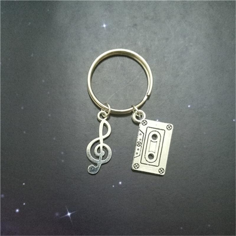 

Keychains Music Note Key Ring/ Keychain - Lover Gift Cassette Tape Jewelry Handmade