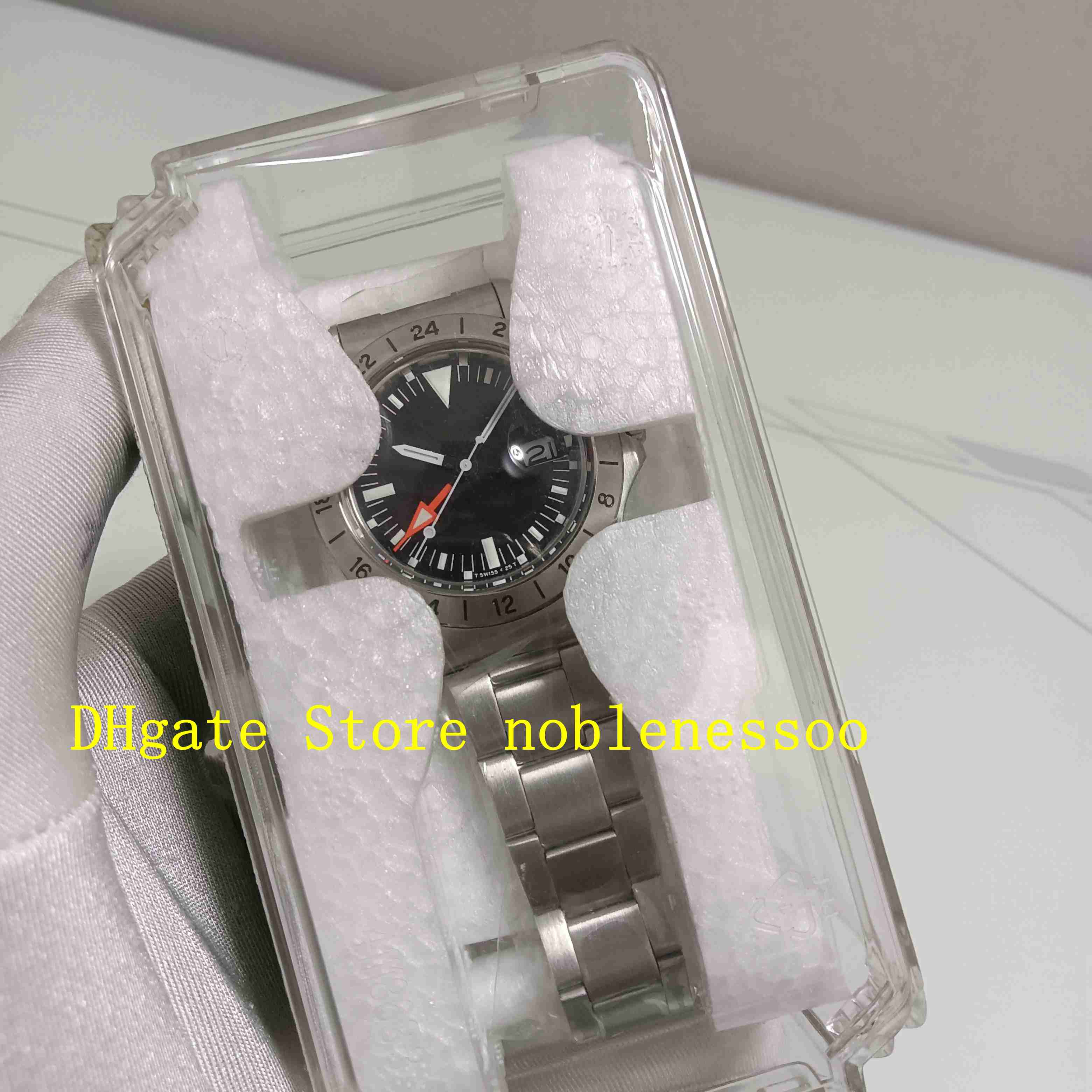 

Real Photo And Gift Box BP Factory Men's Vintage Watch Men 40mm Black Dial 1978 Explorer 1655 Orange Hand Freccione Asia 2813 Movement, Slivery;brown