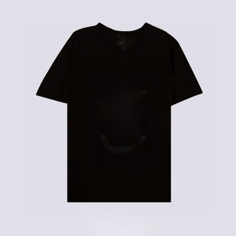 

G-2585 Men Summer Printing Short Sleeve Tops Women Solid Color Tees Round Collar Casual Loose T-shirt Pullovers Streetwear, White