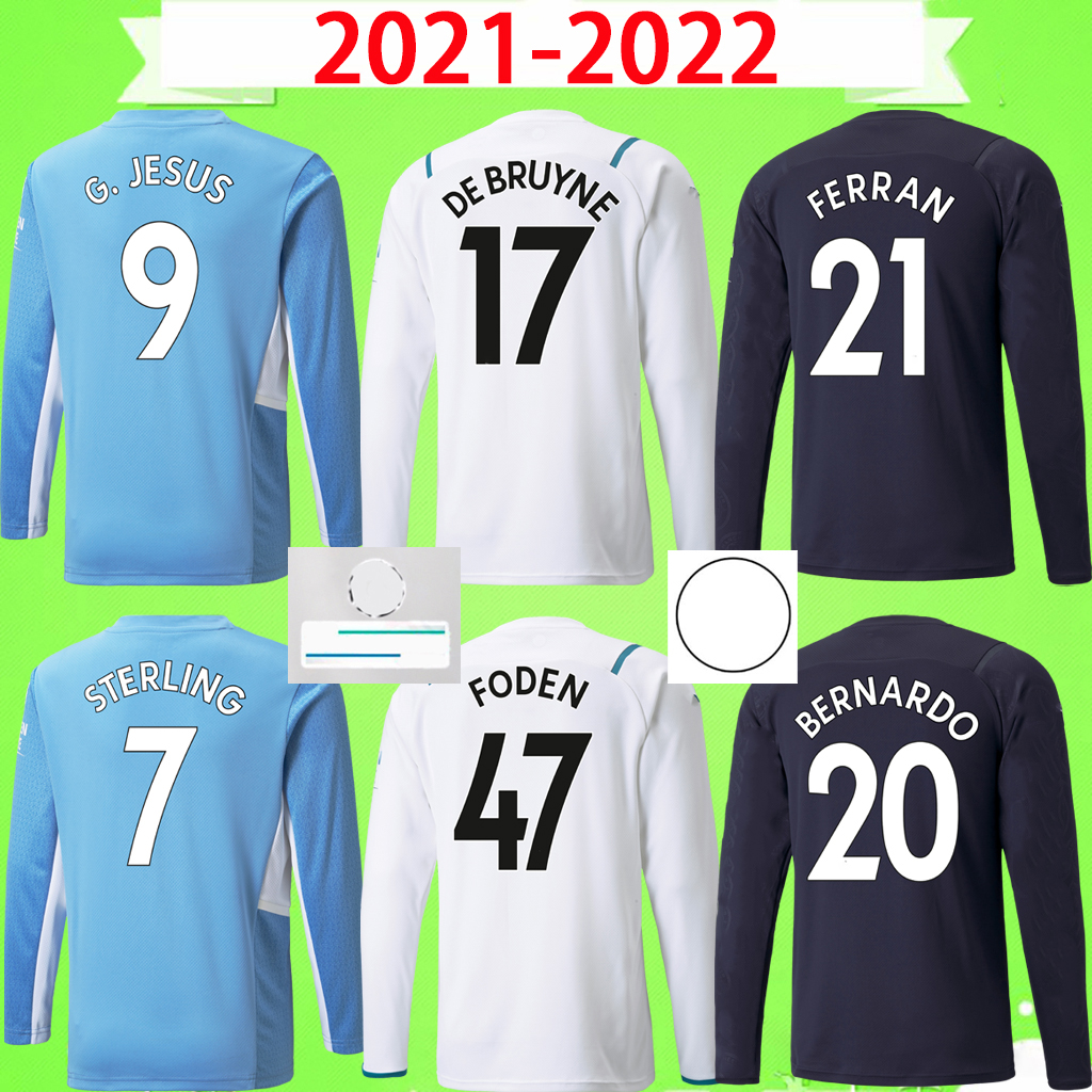 

Long sleeve 21 22 soccer jerseys 2021 2022 man GREALISH STERLING football shirts FODEN DE BRUYNE GESUS BERNARDO MAHREZ FERRAN men Adults home away third, 21/22 long sleeve
