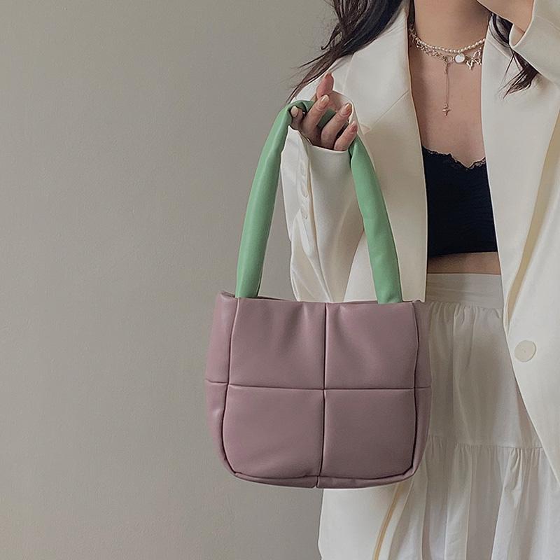 

Evening Bags Trendy Plaid Handbags For Women Shoulder Bag Fashion Designer Top-handle Small Tote Soft Pu Leather Underarm, Beige