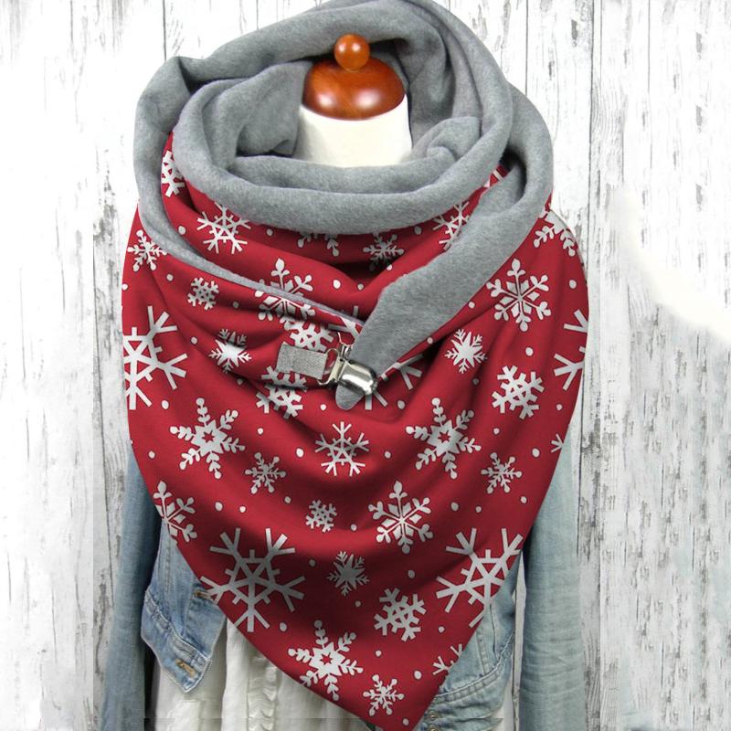

Scarves 2021 Winter Scarf For Women Christmas Print Button Soft Wrap Casual Warm Shawls Foulard Femme Neck Bandana Wraps