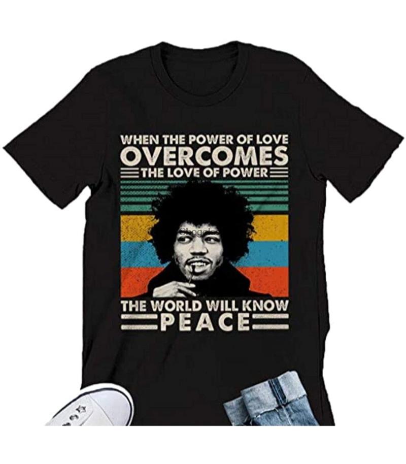 

Men' T-Shirts Vintage When The Power Of Love Overcomes Jimi Quote Hendrix T Shirt LadiesTshirt V NeckTshirt Longsl Black, Men-darkpurple