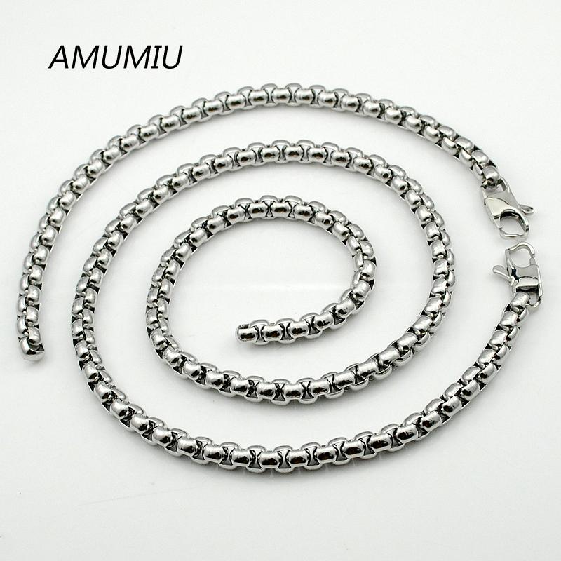 

Earrings & Necklace AMUMIU Stainless Steel Link Chain Mens Boys Jewelry Set Bracelet/Necklace 8mm Width HZTZ086, As pic