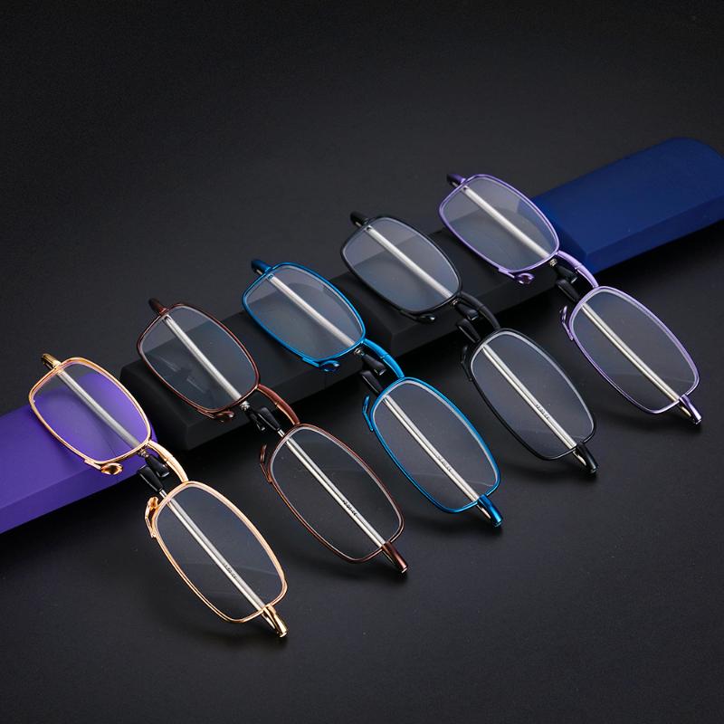 

Sunglasses Portable Folding Reading Glasses With Box Fashion Men And Women Legs Rotating + 1.0 ~ 4.0