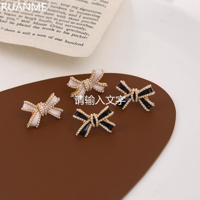 

Stud Fashion Pearl Earring Contracted Bowknot Earrings Women, Golden;silver