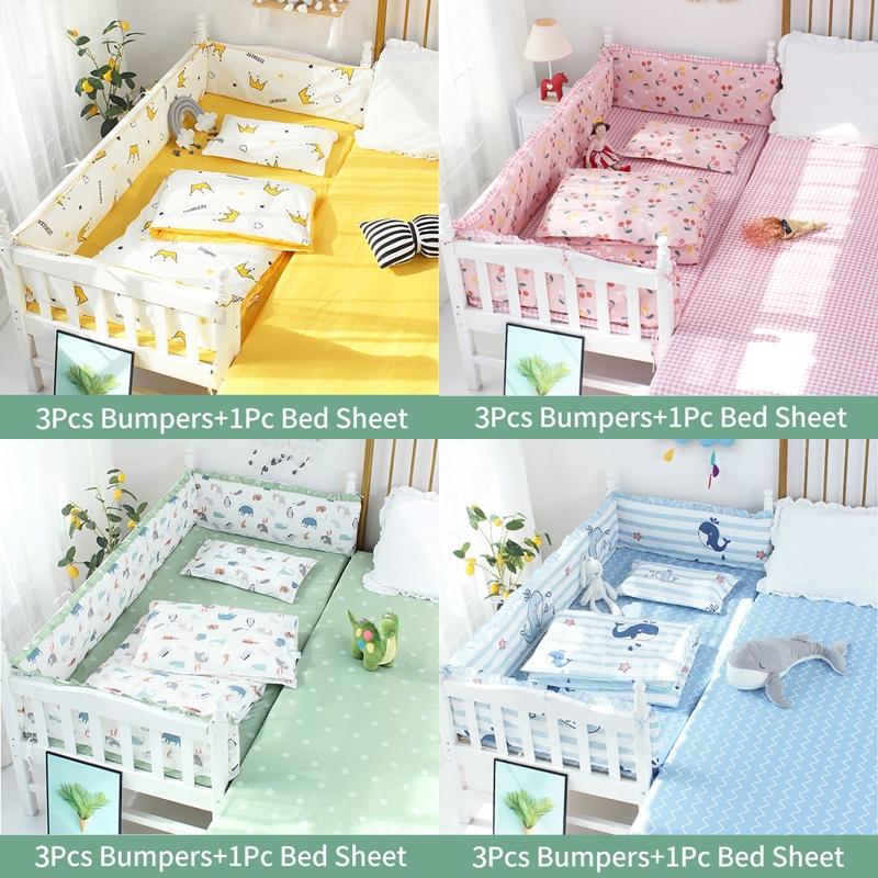 

Bedding Sets 4pcs/Set Baby Crib Bumper For Born Bed Sheet Set Kids Room Decoration Soft Cushion Cot Protector Pillows Infant