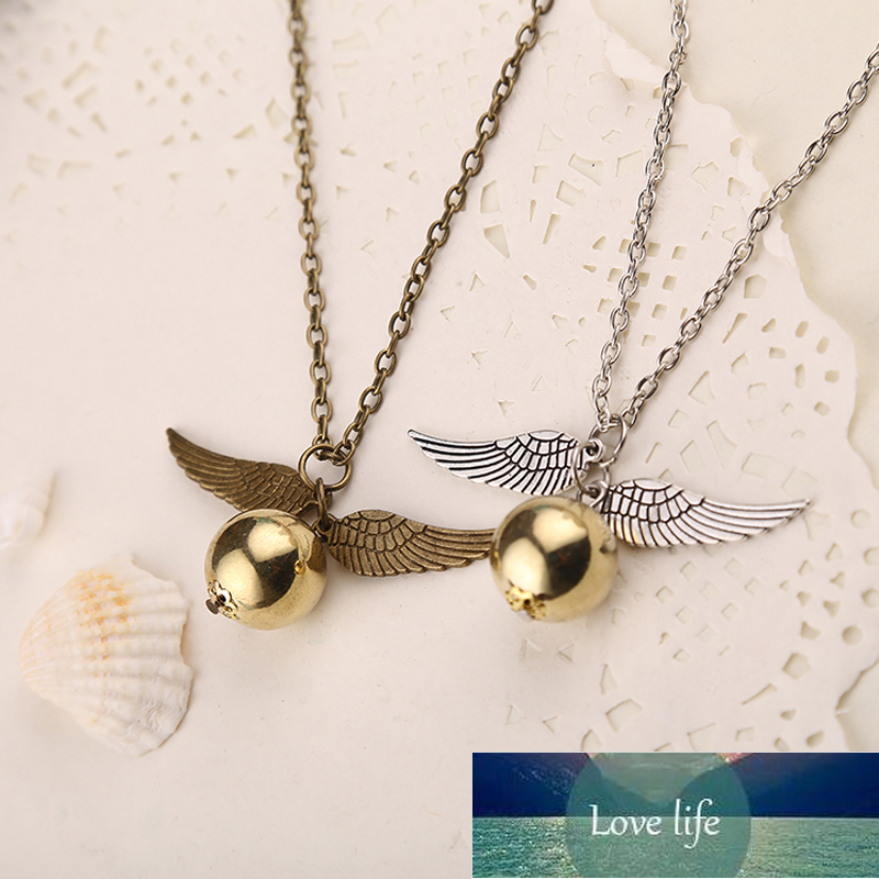 

Golden Snitch Necklace Quidditch Fly Ball Antique Bronze Silver Color Wing Pendant Steampunk Vintage Movie Jewelry Men Wholesale Factory price expert design