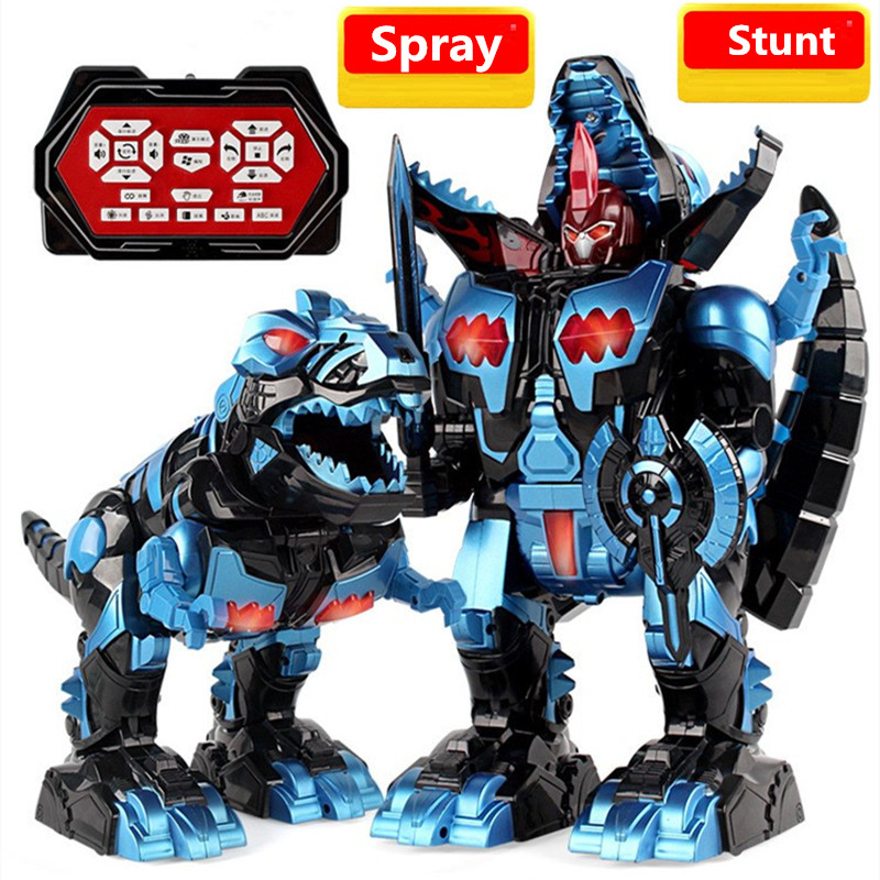 

Kids Best Friend Electric Toy Simulation Walking Dinosaur Spray Electric Robot Dinosaur With Light Sound Deformation RC Stunt, Green