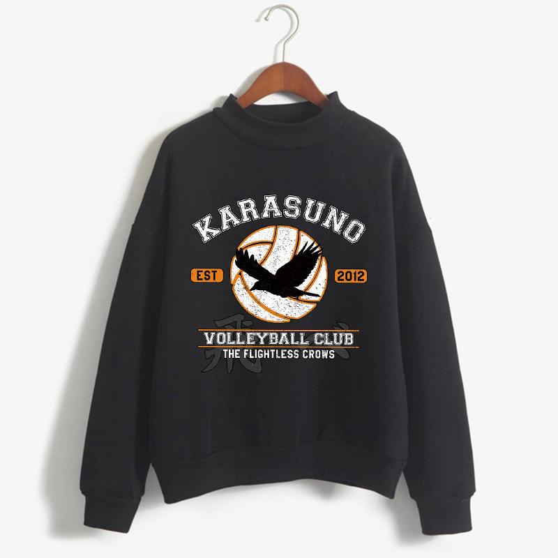 

Men's Hoodies & Sweatshirts Japanese Anime Haikyuu Men Funny Karasuno High Graphic Streetwear Winter Warm Fashion Unisex Male, Black