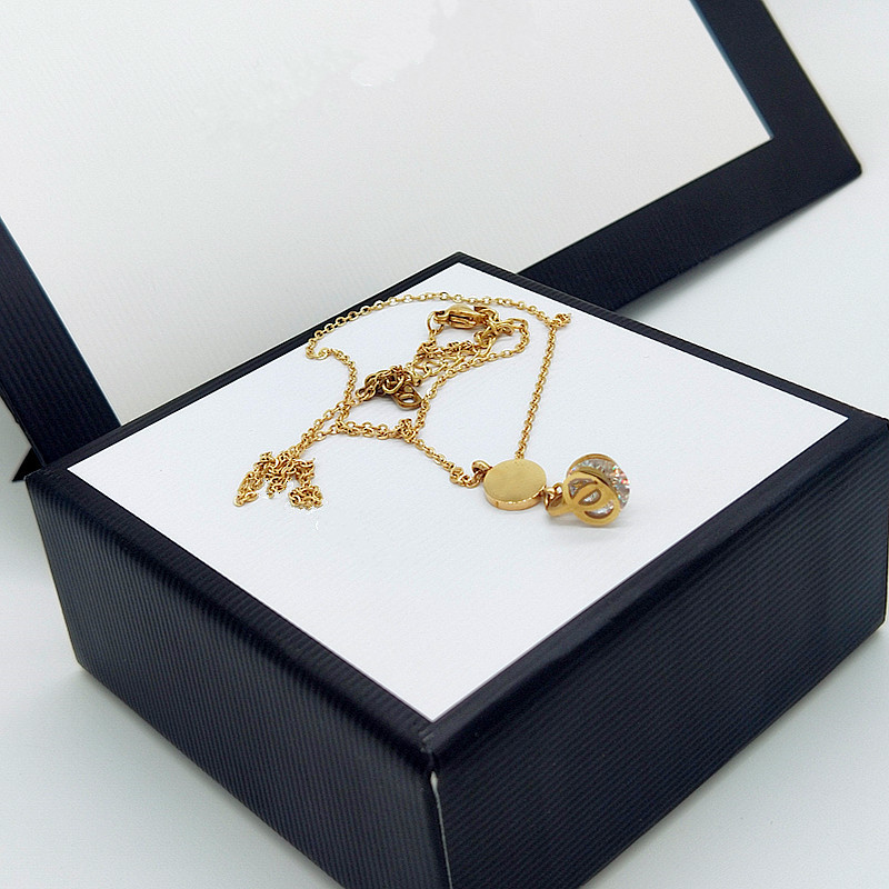 

women Gold silver Pendant Necklaces letter double G diamond designer luxury wedding anniversary birthday gift for girlfriend non-fading jewelry
