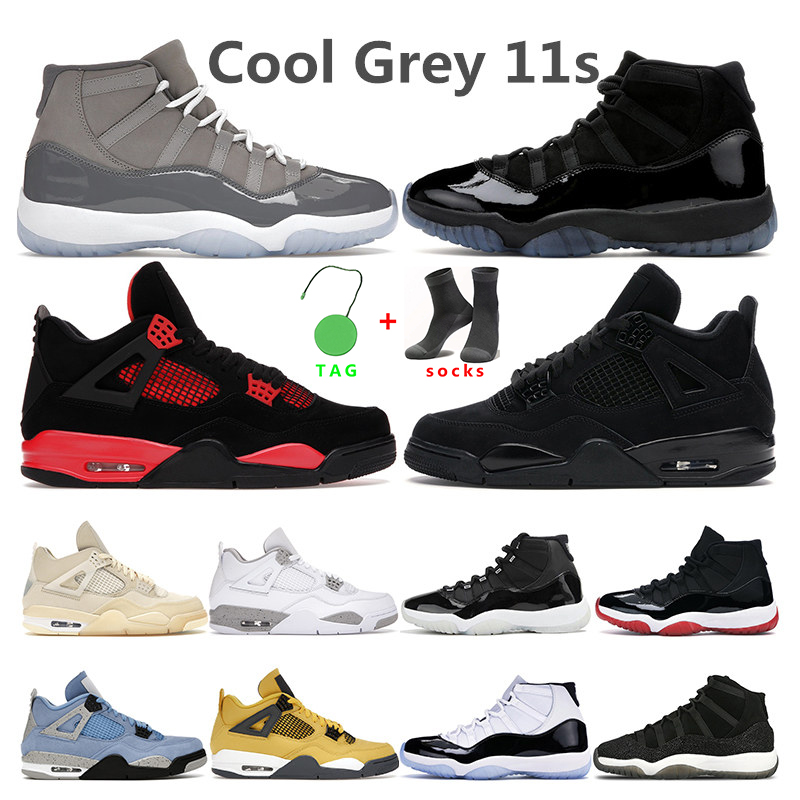 

11s mens basketball shoes 11 cool grey bred Cap and Gown Concord Citrus 4s womens back cat 4 paris White Oreo cement University Blue sports sneakers trainers, 45