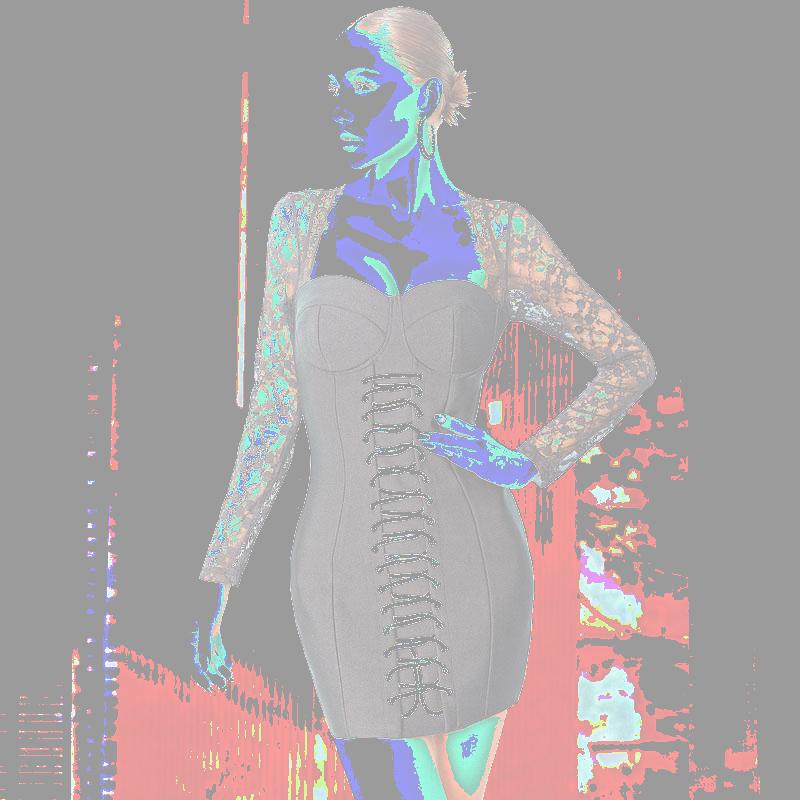 

Casual Dresses 2021 Autumn Elegant Long Sleeve Women Bandage Dress Black Sexy Square Collar Lace Patchwork Up Bodycon Club Party