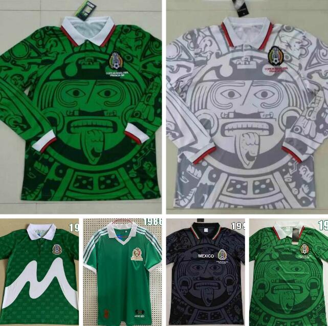 

1994 1995 Mexico Soccer Jerseys Long sleeve 1998 National Team Retro H. SANCHEZ #11 BLANCO #15 HERNANDEZ Football Shirts 1986 Uniforms, White