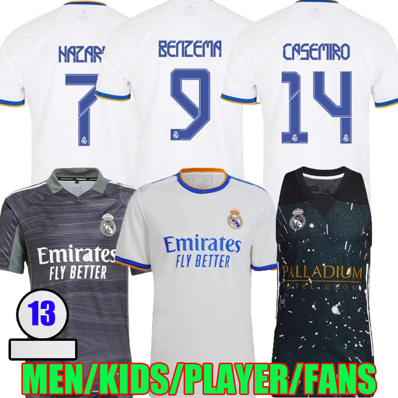 

men+kids kit REAL MADRID soccer jerseys 21 22 BENZEMA HAZARD SERGIO RAMOS Casemiro ASENSIO VINICUS JR 2021 2022 camiseta long sleeve football shirts PLAYER VERSION, Home long sleeve