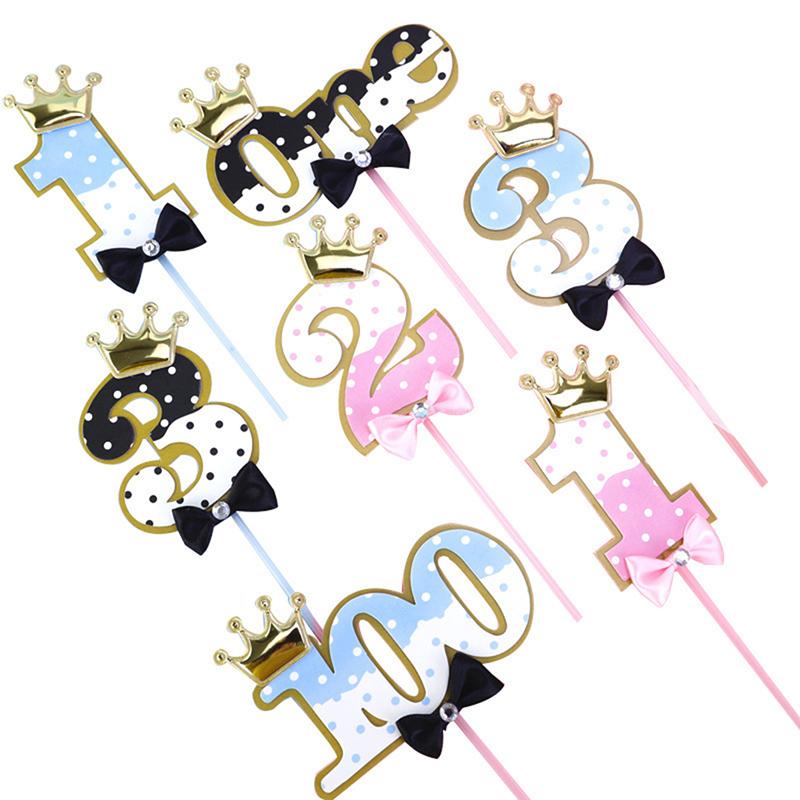 

Other Event & Party Supplies 1PCS Happy Birthday Cake Topper Pink Blue Baby 100 Days Shower