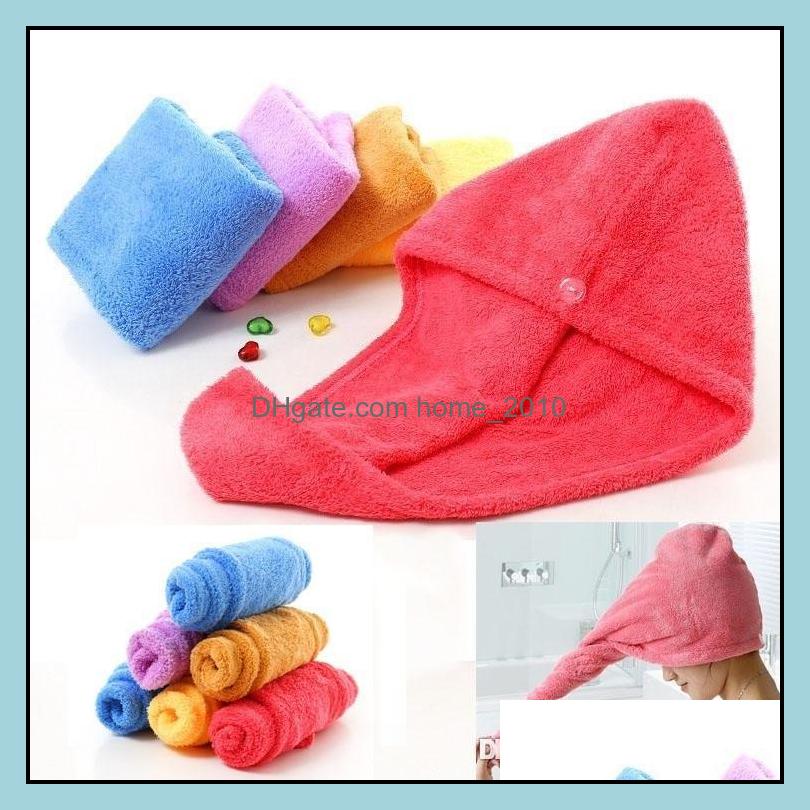 

Disposable Bath El Supplies Home & Garden Shower For Magic Quick Dry Hair Microfiber Towel Drying Turban Wrap Hat Spa Bathing Caps K717 Drop
