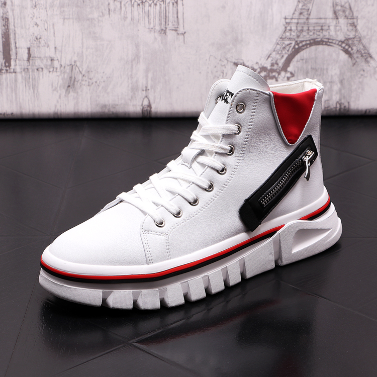 

Luxury Designer Outdoor Non-slip Breathable Men Shoes High Top Fashion Leather Sneakers British Round Toe Trend Comfortable Man Casual Loafers X67, Black