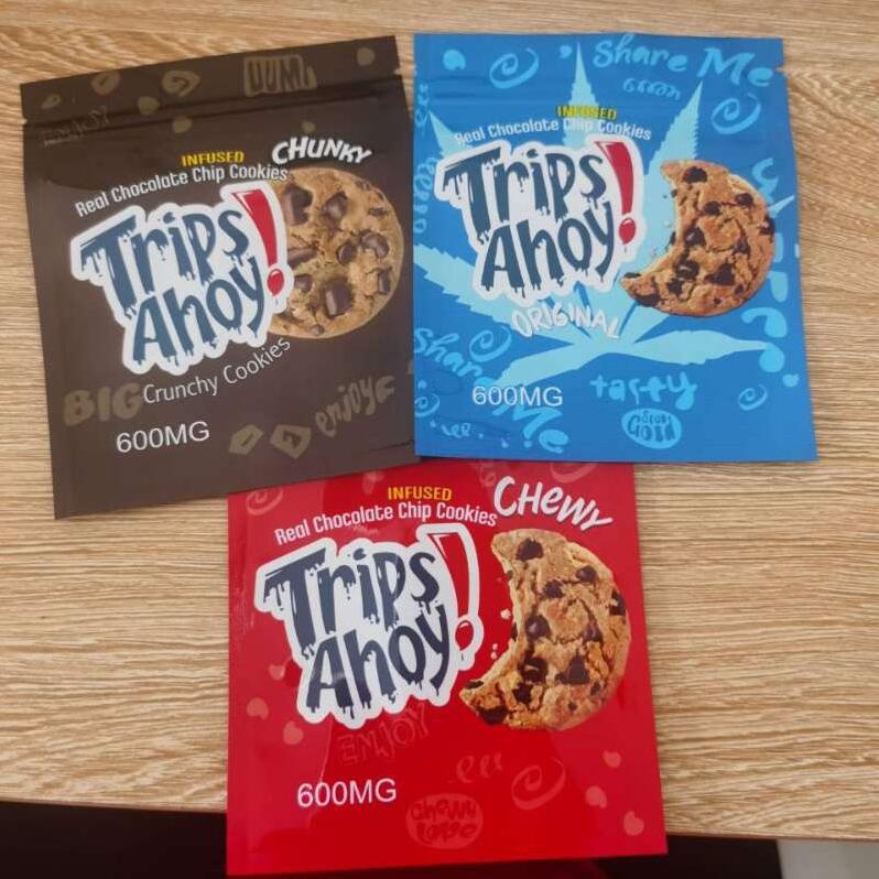 

Empty Canna Butter Bite Trips Ahoy Sandwich cookies bags Jolly Toasted Rice Cereal Mylar Bag Packaging