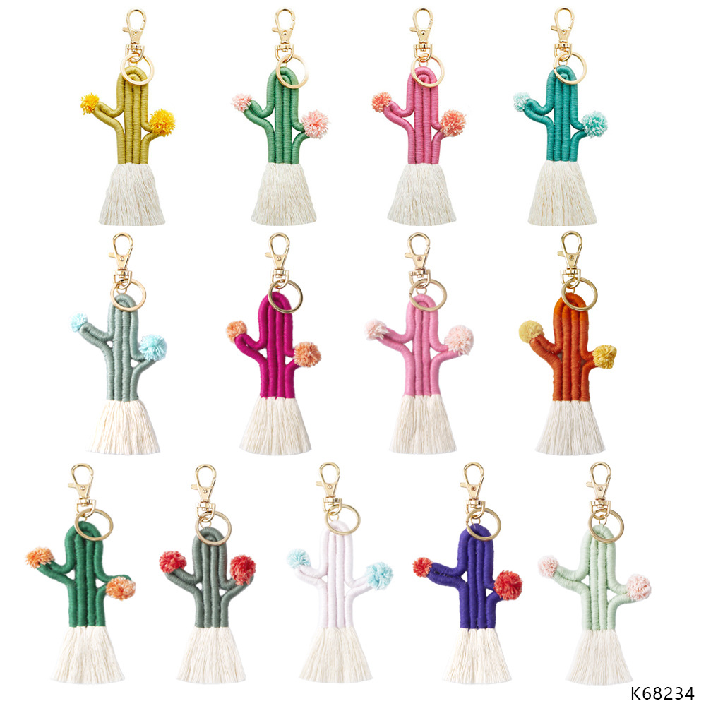 

New Tassel Handmade Boho Macrame Rainbow keychain keyring Pendant Gifts for Women Girls