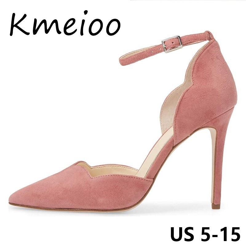 

Kmeioo Women Shoes US Size 5-15 Ankle Straps Sandals D'Orsay & Two Piece Pointed Toe High Heels Sweet Casual, Black