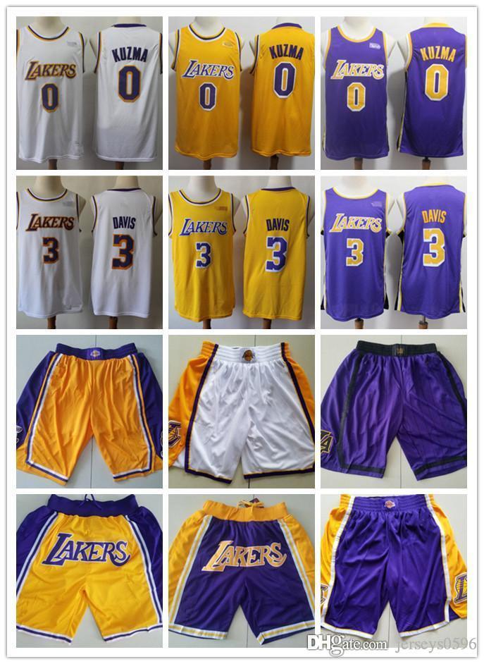 

Mens Los AngelesLakersJersey Kyle 0 Kuzma Anthony 3 Davis Basketball Shorts Basketball Jerseys purple yellow white black, Black;red