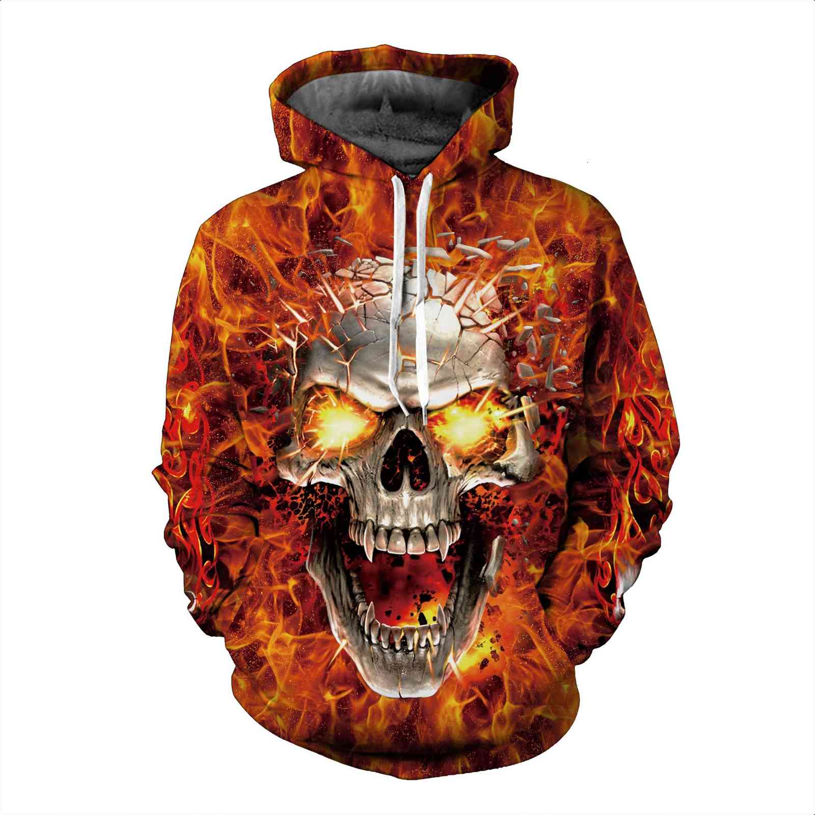 

Leisure High Quality fashion2021 Mens fire skull print Hoodie large coat autumn winter Sweater